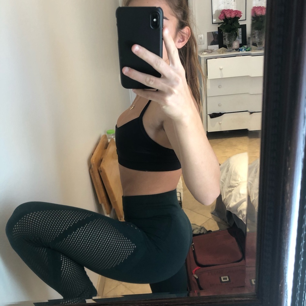 Adidas army green cutout leggings